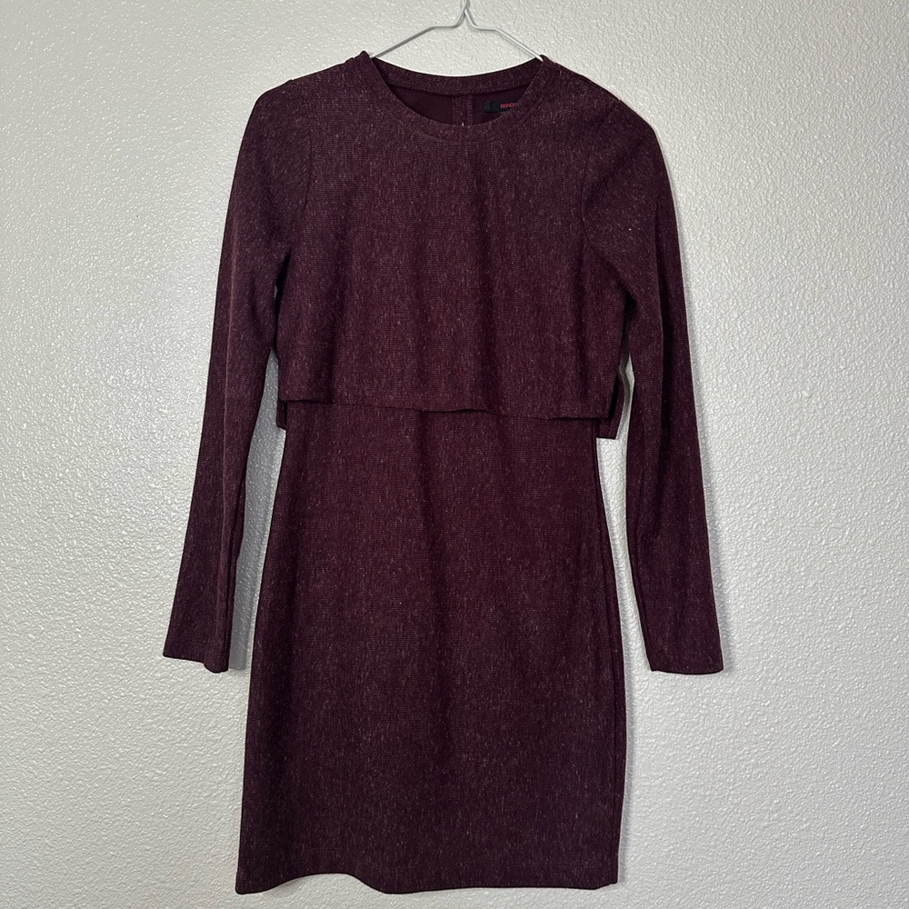 BONGO Deep Burgundy Long Sleeve Dress